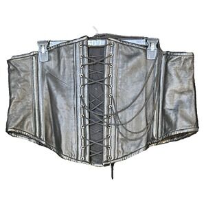Alter Ego Black Leather Corset Top Goth Punk Lace Up Vintage Size 44